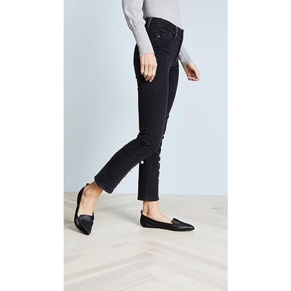 PAIGE Black Straight Leg Pearl Jeans - Picture 3 of 16